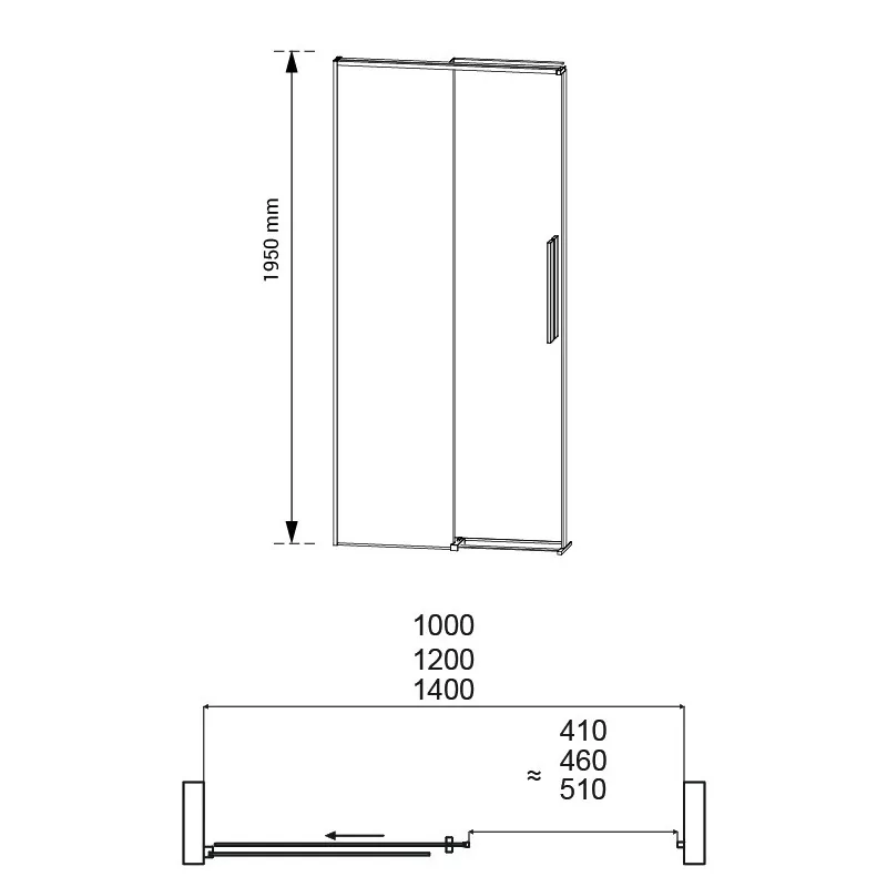 Drzwi prysznicowe Bravat SL 120x195 czarne
