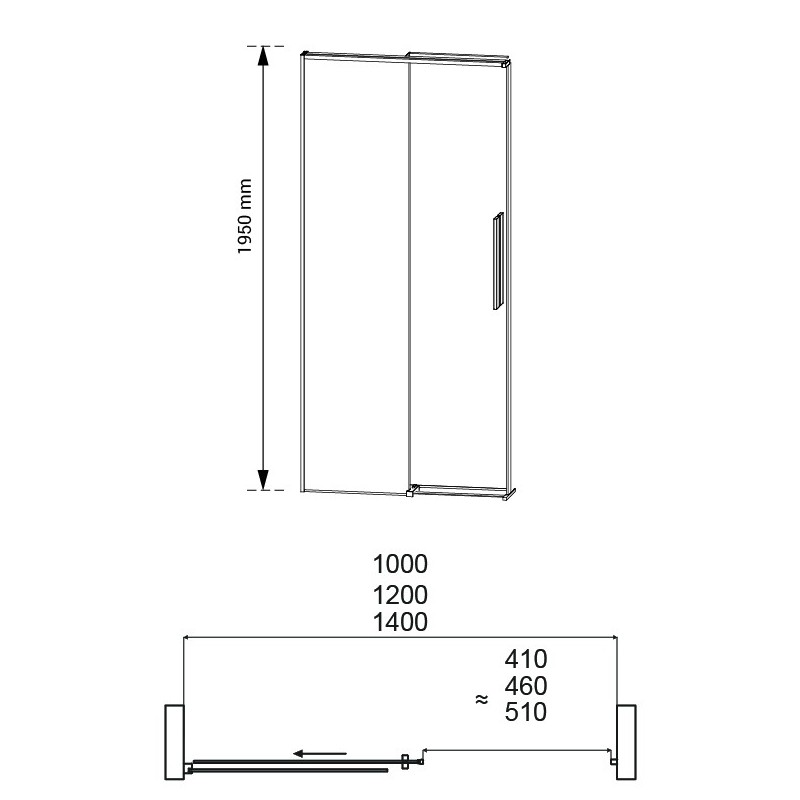 Drzwi prysznicowe Bravat SL 140x195 czarne
