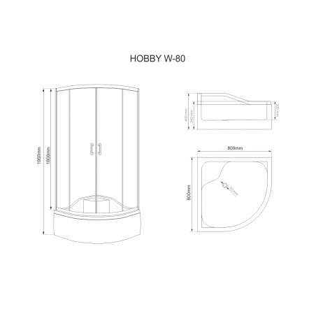 Kabina prysznicowa Kabi HOBBY 80x80 chrom